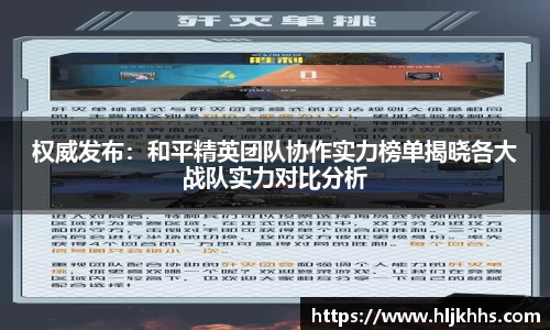 权威发布：和平精英团队协作实力榜单揭晓各大战队实力对比分析